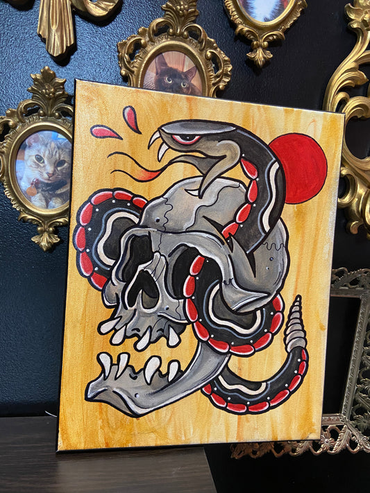 Snake and Skull Original Painting by Kevin Thrun