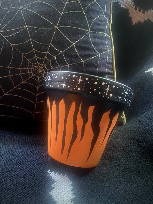 5 Inch Hand Painted Spooky Flower Pot