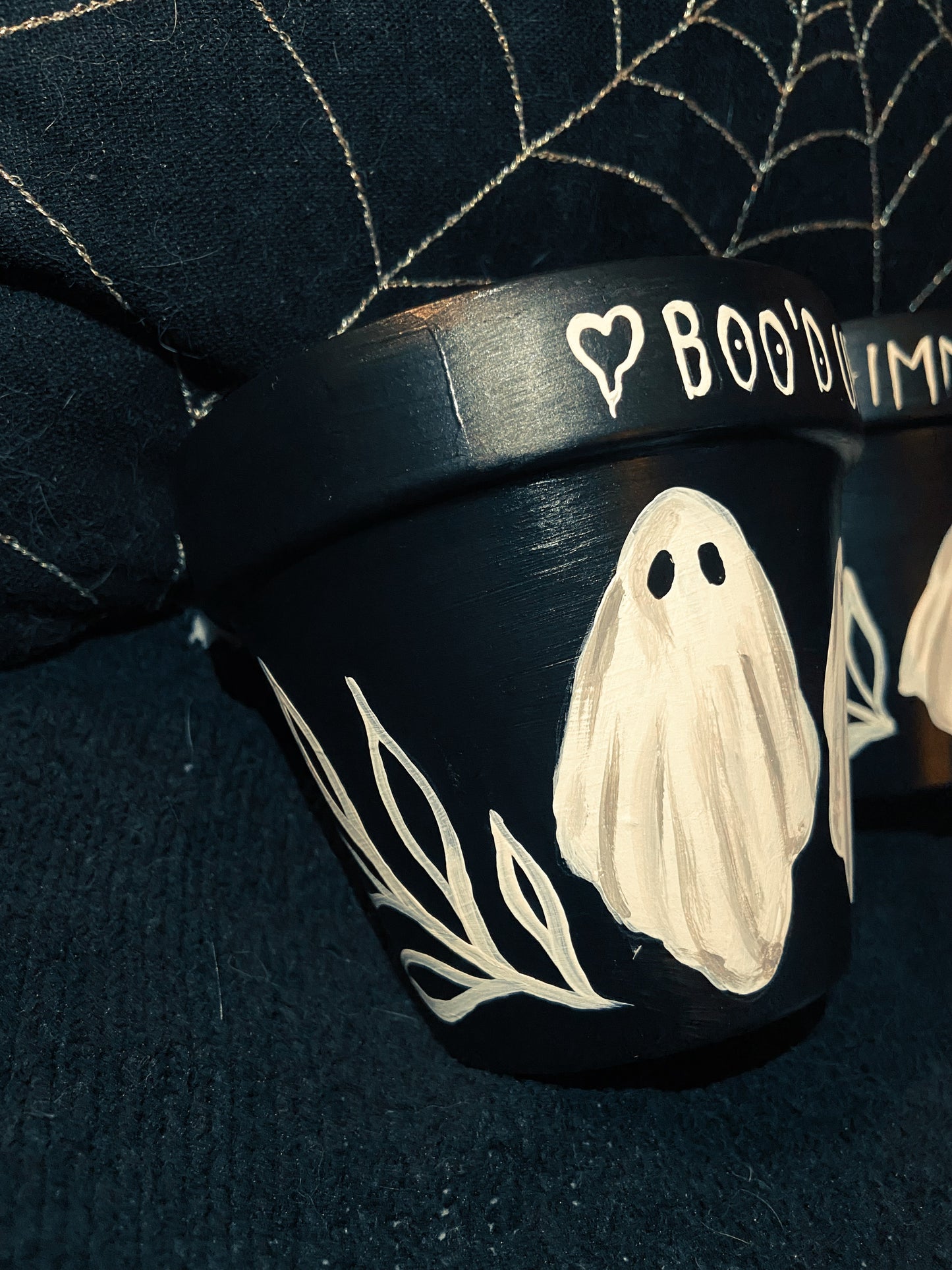 4 Inch Hand Painted Ghost Pot