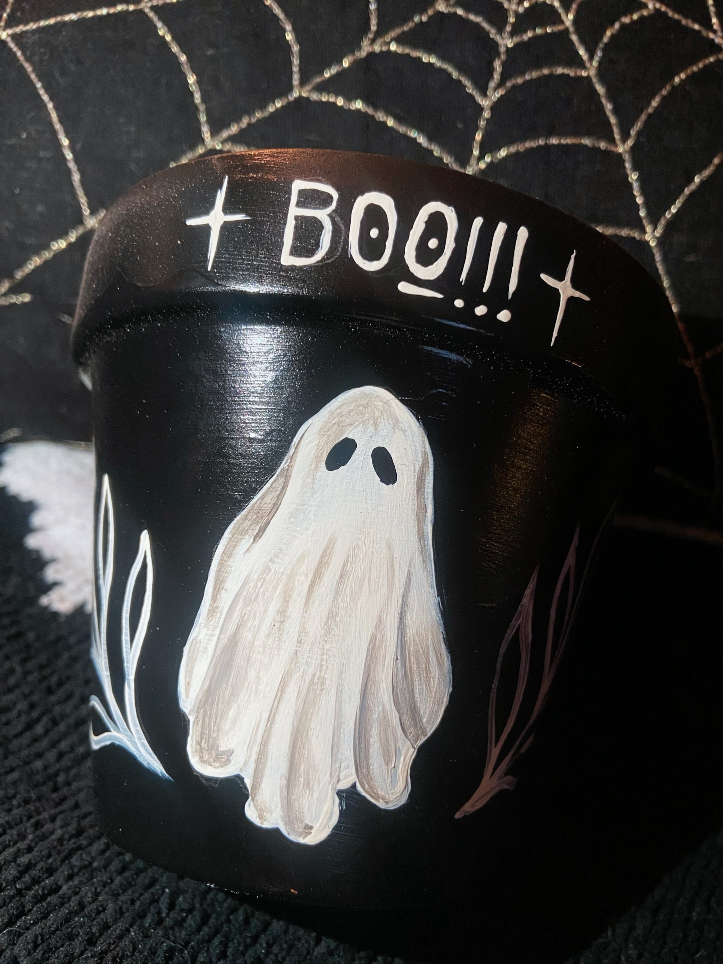 4 Inch Hand Painted Ghost Pot