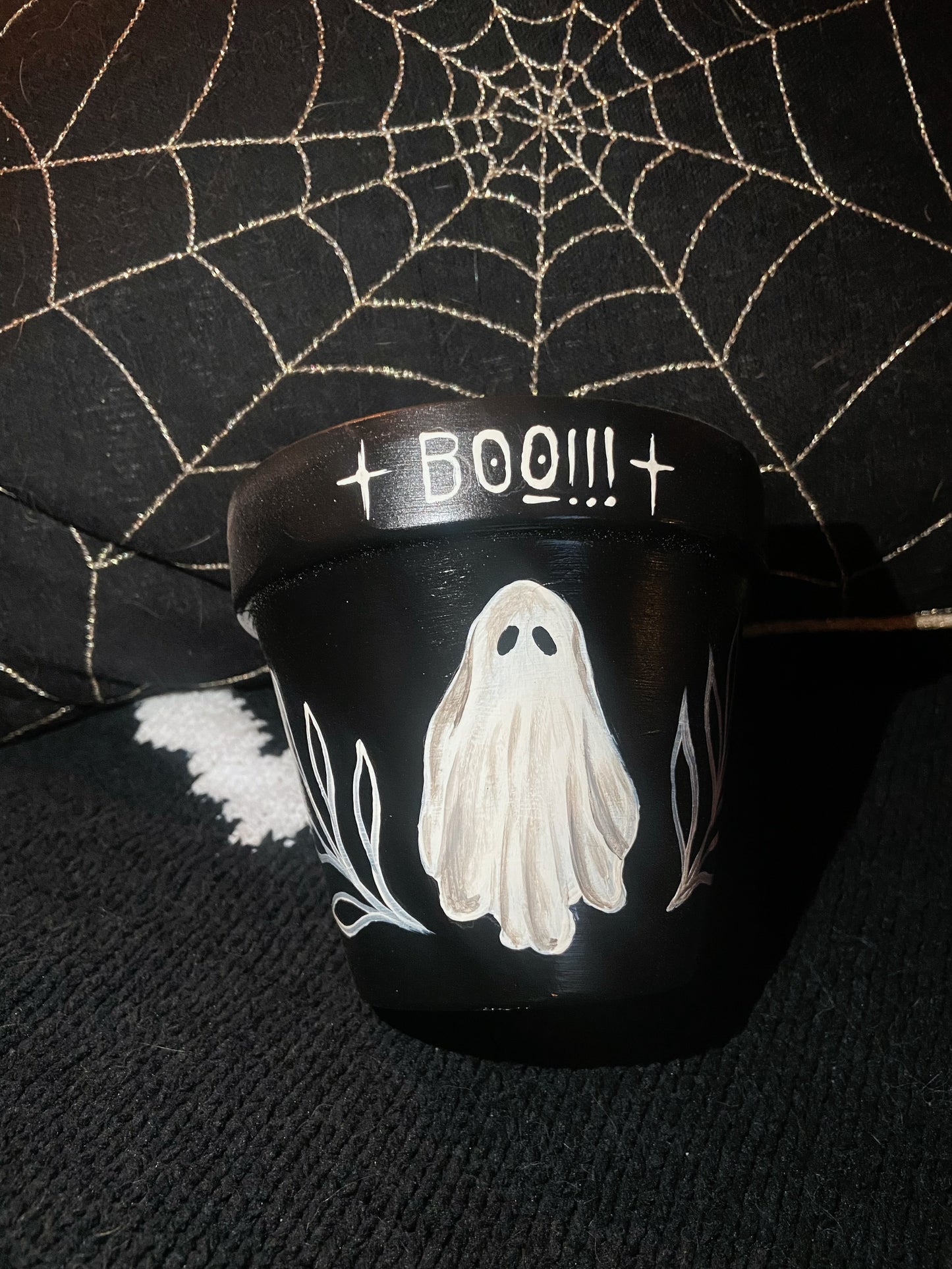 4 Inch Hand Painted Ghost Pot