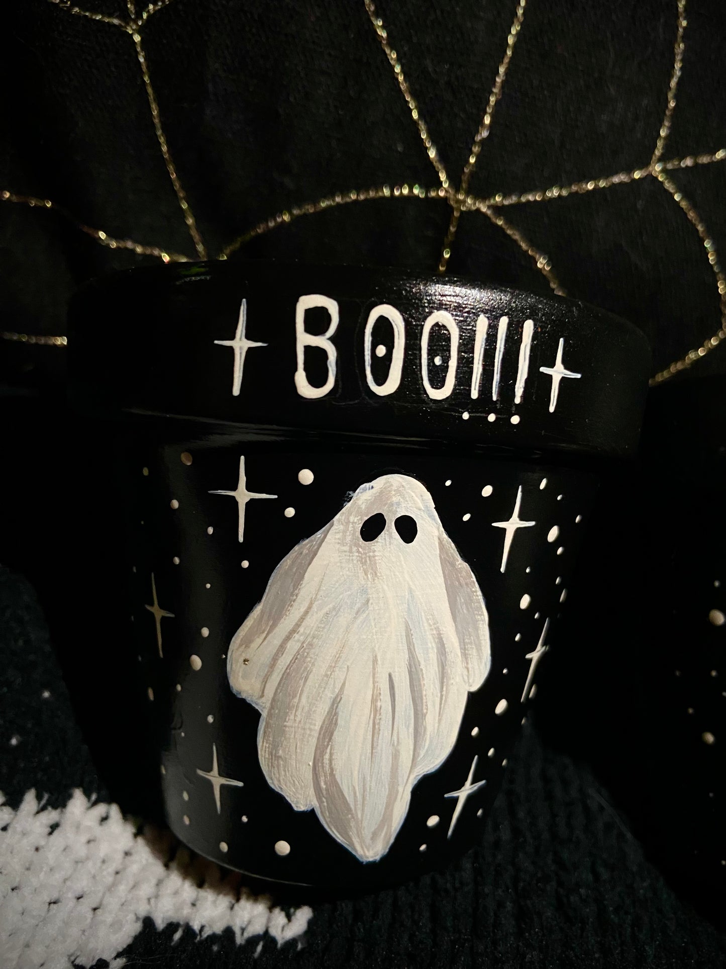 Hand Painted Boo!!! Ghost Flower Pot