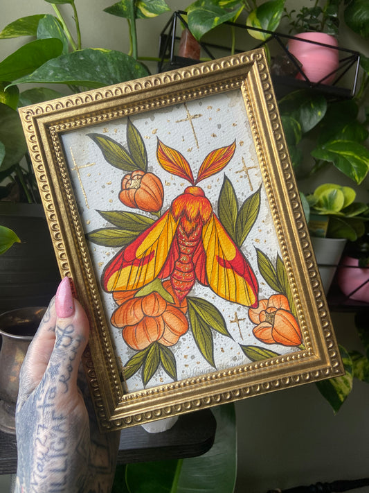 Rouillet Tattoo Original Moth Painting